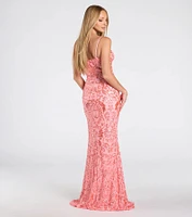 Ebony Sequin Corset Slit Mermaid Dress