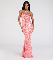 Khloe Strappy Back Mermaid Sequin Formal Dress