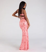 Khloe Strappy Back Mermaid Sequin Formal Dress