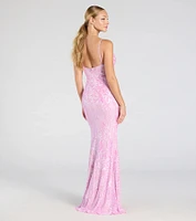 Kensie V-Neck Mermaid Sequin Formal Dress