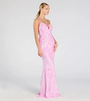 Kensie V-Neck Mermaid Sequin Formal Dress
