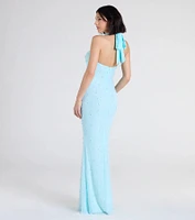 Calla Halter Mermaid Pearl Beaded Formal Dress