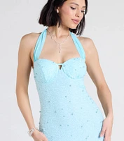 Calla Halter Mermaid Pearl Beaded Formal Dress