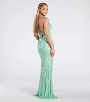 Ashleigh Lace-Up Corset Sequin Formal Dress