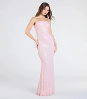 Adrianna Strapless Mermaid Sequin Bead Formal Dress