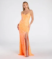 Chandler Strapless Lace-Up Sequin Formal Dress