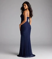 Camilla Mermaid Rhinestone Pearl Formal Dress