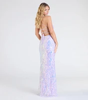 Saige Formal Sequin Lace-Up Mermaid Dress