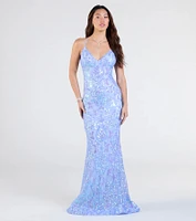 Jessica Lace-Up Mermaid Sequin Formal Dress