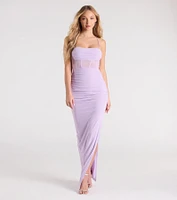 Rose Formal Mesh Corset Column Dress