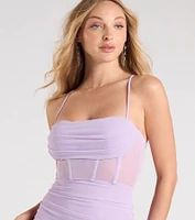 Rose Formal Mesh Corset Column Dress