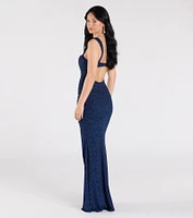 Drew Open Back Glitter Mermaid Dress