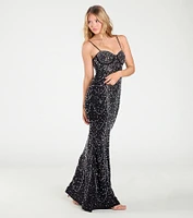 Clara Rhinestone Pearl Mermaid Formal Dress