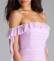 Deyna Formal Mesh Off-The-Shoulder Long Dress