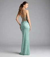 Kehlani Formal Floral Lace Slit Mermaid Dress