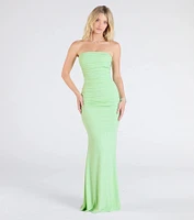 Mischka Strapless Mermaid Glitter Formal Dress