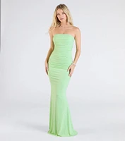 Mischka Strapless Mermaid Glitter Formal Dress