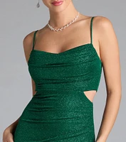 Elliana Cutout Slit Glitter Formal Dress