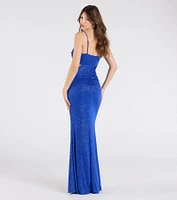 Elliana Cutout Slit Glitter Formal Dress