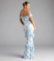 Charmaine Off-The-Shoulder Floral Formal Dress