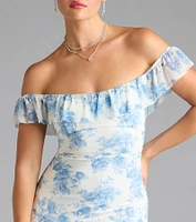 Charmaine Off-The-Shoulder Floral Formal Dress