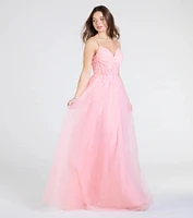 Alia Sequin Applique A-Line Tulle Formal Dress