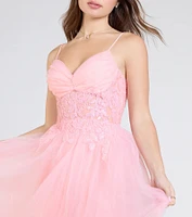 Alia Sequin Applique A-Line Tulle Formal Dress