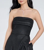 Peyton Strapless Slit A-Line Glitter Formal Dress