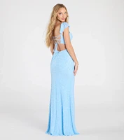 Tanya Lace-Up Slit Mermaid Beaded Formal Dress