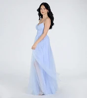 Kim Corset Slit A-Line Tulle Formal Dress