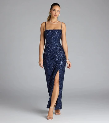 Jolie Sequin Slit Formal Dress