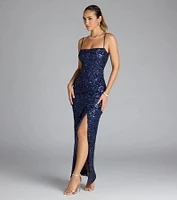 Jolie Sequin Slit Formal Dress