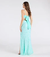 Dana Tie Back Slit Sequin Formal Dress