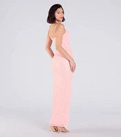 Dovie Sequin Beaded Mesh Column Dress