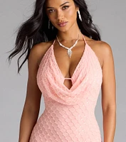 Alana Halter Beaded Sequin Formal Dress