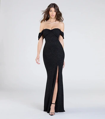 Tamara Off-The-Shoulder Mermaid Glitter Formal Dress