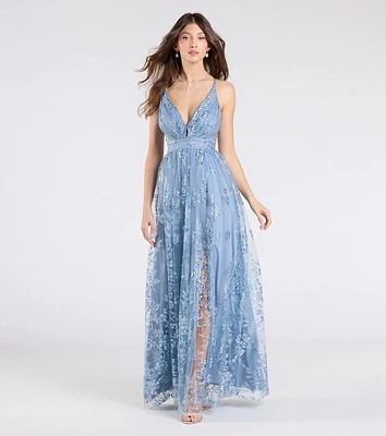 Ayva A-Line Glitter Sequin Tulle Formal Dress