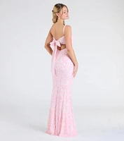 Dana Tie Back Slit Sequin Formal Dress