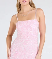 Dana Tie Back Slit Sequin Formal Dress