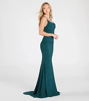 Corrina Cowl Neck Mermaid Glitter Formal Dress