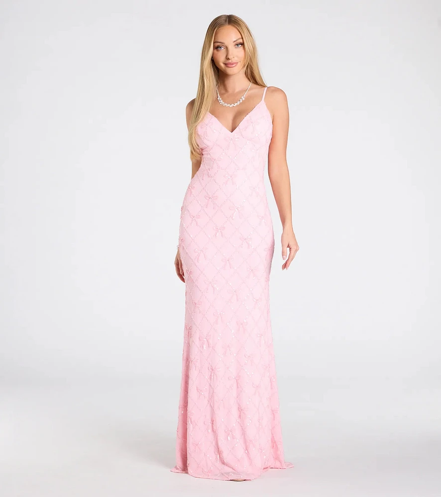 Amanda Tie-Back Mermaid Bow Formal Dress