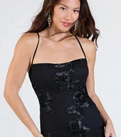 Gabi Lace-Up Floral Trim Mermaid Formal Dress