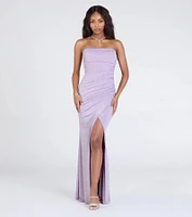 Kaye Strapless Mermaid Slit Glitter Formal Dress