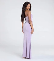 Kaye Strapless Mermaid Slit Glitter Formal Dress