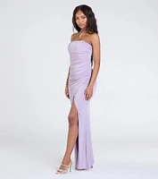 Kaye Strapless Mermaid Slit Glitter Formal Dress