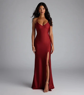 Becky V-Neck Tie-Back Slit Mermaid Dress
