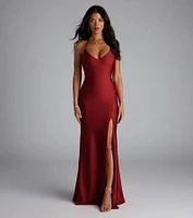 Becky V-Neck Tie-Back Slit Mermaid Dress