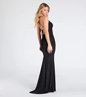 Brigitta Glitter Lace-Up Mermaid Dress
