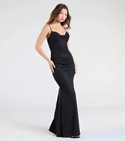 Acacia Glitter Knit Cowl Neck Mermaid Dress