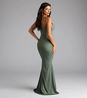 Acacia Glitter Knit Cowl Neck Mermaid Dress